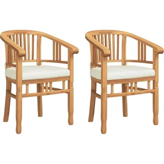 vidaXL Stuhl mit Kissen 2 pcs Braun 63 x 58 x 89 cm Massivholz Teak - Braun