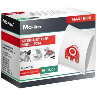 McFilter Staubsaugerbeutel MSM 18 MAXI 16 Stück, mit Ersatzfiltern,Miele S2,S3,S4,S5,S6,C1,C2 Serie
