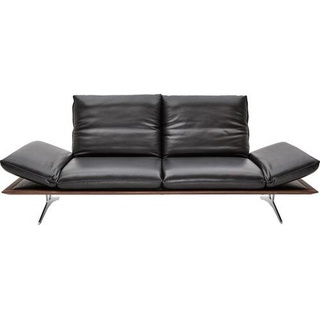 Dieter Knoll 2,5-Sitzer , Schwarz , Leder , Echtleder , Anilinleder, Nappaleder , Nussbaum , massiv , 236x73x92 cm , Goldenes M, Made in Germany, DIN EN ISO 9001, Dgm , Typenauswahl, Fußauswahl, Lederauswahl, Stoffauswahl, Hocker erhältlich, Rücken echt, individuell planbar , Wohnzimmer, Sofas & Couches, Sofas, Ledersofas