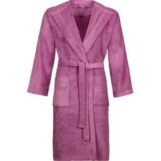 Unisex-Bademantel VOSSEN "Vegan Life, ideal für Sauna & Spa, Hotelbademantel, Morgenmantel" Gr. XS, lila (schwarzberry), L:120cm, Webfrottier, Hausmäntel, Unisex-Bademantel, für Damen & Herren, mit Kapuze, VEGAN