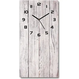 Wanduhr aus Glas – 30x60 cm - Glasbild - Glasuhr - Gehärtetes Glas -Holzwand - Beige