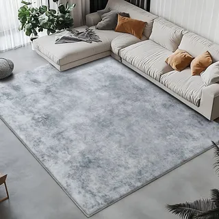 Tinyboy-hbq Teppich Wohnzimmer Kurzflor,Passend für Outdoor,Schlafzimmer und Balkon,Waschbarer Wetterfest Antirutsch,Abstrakt Grau Weiß/Multi,200x250cm