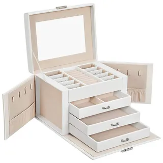 CaliCosy Schmuckschatulle, Weiß, Holzwerkstoff, 17.5x16.5x22.5 cm, Ordnen & Aufbewahren, Schmuckaufbewahrung
