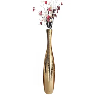 Edelste Deko-Bodenvase – Hohe Keramikvase für Pampasgras & Dekozweige - stabil, luxuriös, 50-90 cm höhe in Weiß, Schwarz, Grau, Silber und Gold (Gold, 90x14cm)