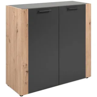 CaliCosy Kommode 89 x 85 x 34,5 cm Anthrazit / Eiche Artisan