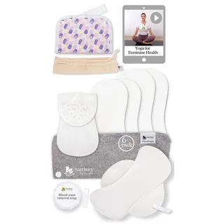Rutschfeste Bio-Baumwolle Stoffbinden waschbar, starke Tage 6er-Set (L+XL) | Für starke Tage und Blasenschwäche; wiederverwendbar; rutschfest Grip, saugstark, auslaufsicher und bis 95 °C waschbar