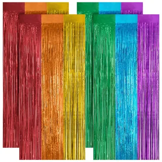 OFFCUP Lametta Vorhang, 4pcs Metallische Glitzervorhang Fringe | Tinsel Folie Vorhang Lametta Vorhänge Glitzer Vorhang Folie Hintergrund Folien Fransen Vorhänge für Geburtstag Party