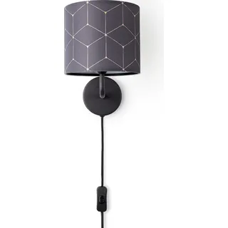 Wandleuchte Stofflampenschirm Tischlampe Nachttischlampe E14 Vintage Retro Rund - Schwarz