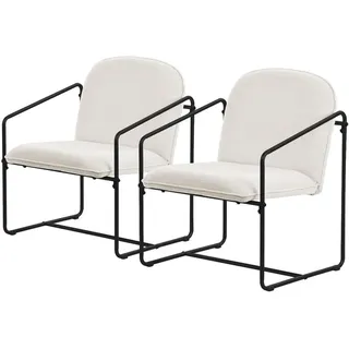 Ml-Design Loungesessel 2er Set, Beige , Schwarz , Metall , 65x76x61 cm , Wohnzimmer, Sessel
