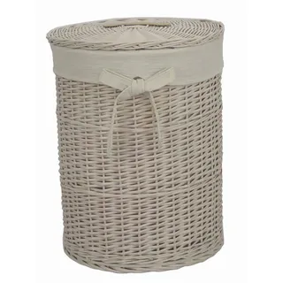 Landscape Wäschekorb , Beige , Holz, Textil , Weide , massiv , 30 l , rund , 54 cm , Innenfutter, handgemacht , Haushalt & Reinigung, Wäschepflege, Wäschekörbe & Wäschetonnen