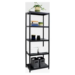 Metallregal im Industrial Design Schwarz - 61x41x170 Stehend - 5 Ebenen Schwerlastregal - Modernes Wohnzimmerregal - Küchenregal Schwarz - Badregal - Bücherregal - Raumteiler