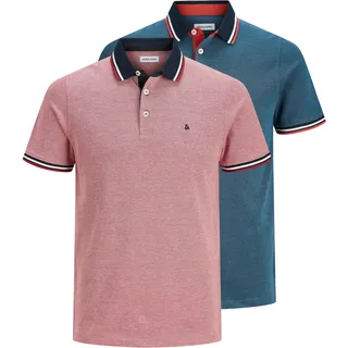 JACK & JONES Paulos 2 Units Kurzarm-poloshirt Rio Red / Pack 1 Rio Red / 1 Denim Blue L