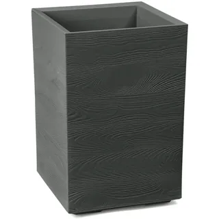 LAMELA Pflanzkübel mit Rollen Höhe 60 cm, 36L – Blumentopf aus Kunststoff in Holzoptik – Übertopf mit Wasserablauf – Modern für Innen & Außen - Wetterfest & Pflegeleicht, Antrazit