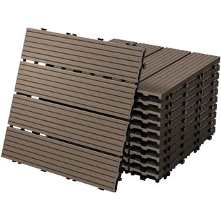 ECD Germany WPC Terrassenfliesen Dunkelbraun 30 x 30 cm 55 St.