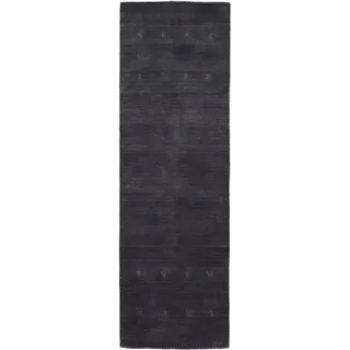 carpetfine Wollteppich Gabbeh Uni, Läufer grau 75x200 cm | Moderner Teppich für Wohn- und Schlafzimmer