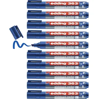 edding 363 Whiteboardmarker - blau 10 Whiteboard Stifte - Keilspitze 1-5 mm - Boardmarker abwischbar - für Whiteboard, Flipchart, Magnettafel, Pinnwand, Memoboard - Sketchnotes - nachfüllbar