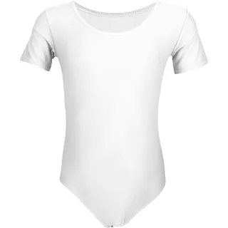 AQUARTI Turnanzug "Body Mädchen Kurzarm Ballettanzug Einfarbig", weiß