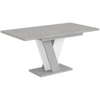 Altdecor Esstisch ausziehbar 120 -160x90x75 cm - Betonoptik K350/Weiß - Iney , Holzwerkstoff , Rechteckig,Rechteckig , Bodenplatte , 90x75x120 cm , Esszimmer, Esstische