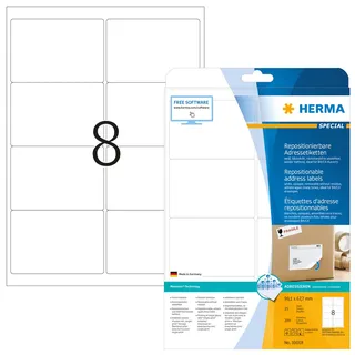 Herma Adressetiketten A4, 99,1 x 67,7 mm, weiß, 25 Blatt