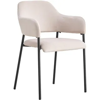Selsey Azhai - Polsterstuhl Esszimmerstuhl mit Armlehnen, Grau-Beige