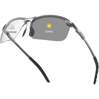 Bloomoak Polarisierte Sonnenbrille für Herren und Damen, rechteckig, Sport-Sonnenbrille für UV400-Augenschutz, ultraleichtes Metall, Leichte photochrome Linse/Cat1-Cat3, Medium