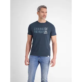 LERROS T-Shirt "Unifarbenes T-Shirt mit Print", classic navy