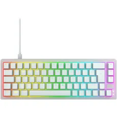 CHERRY XTRFY K5V2 Compact, mechanische Gaming-Tastatur im 65-Prozent-Format, UK-Layout (QWERTY), Hot-Swap-Keyboard, CHERRY MX2A RED Switches, Weiß-Transparent