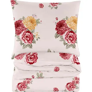 Baumwollbettwäsche 200X200 Blumen Rose - Rosa