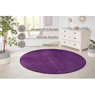 HANSE HOME "Shashi" Gr. 10, lila, H:8,5mm Ø:200cm, Kunstfaser, Teppiche, Teppich, Kurzflor, Unifarben, Teppich, Weich, Esszimmer, Kinderzimmer, Flur,