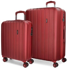 Movom Wood Kofferset Rot 55/70 cms Hartschalen ABS TSA-Schloss 119L 4 Doppelräder Handgepäck