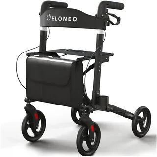 eloneo Rollator Leichtgewichtrollator mit Sitz schwarz