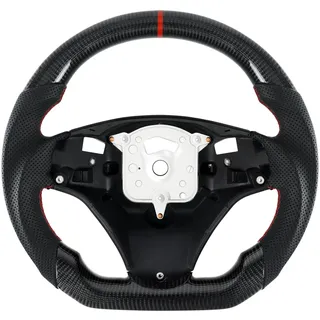 Acclcors Handgefertigte echte Carbonfaser-Lenkrad, D-förmiges Lenkrad mit flacher Unterseite, Lenkrad mit scharfen Paddellöchern für BMW M Sport 1/3 Serie M3/E88 E90 E91 E92 E93 2005-2012