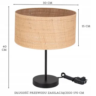 Moonlight RATAN Tischlampe Nachttischlampe Metall Rattan E27