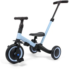 Leogreen 4 in 1 Laufräder, Kinderdreirad mit Schubstange, Laufrad Dreirad, für Kinder ab 1 Jahre bis 3 Jahren, bis zum 25kg, Blau