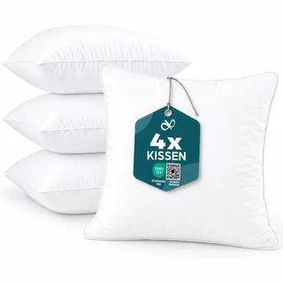 Flowen Kissen 45x45 Kopfkissen 4er Set Dekokissen für Bett und Sofa Innenkissen Hypoallergene Sofakissen Anti-Milben Weiche Zierkissen mit Kissenbezug Mikrofaser Abnehmbar und Waschmaschinenfest