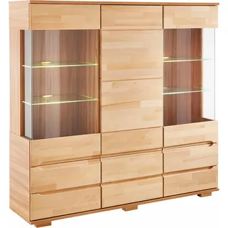 Home Affaire »Vetro,150cm breit,40 cm tief,Fronten Massivholz,9 Fächer« Kernbuche massiv, Holzwerkstoff, 3Türen,6 Schubladen, Griffmulden