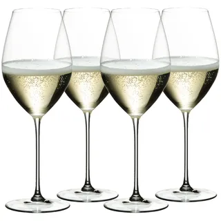 RIEDEL Veritas Champagner Weinglas, 4er Set, klares Kristallglas, premium maschinell gefertigt