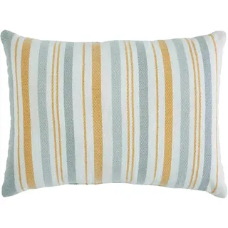 Indigo Ink Dekoratives Kissen, gewebte Streifen, Dekokissen für Couch oder Bett, Boho-Heimdekoration, 35,6 x 50,8 cm (White Denim Collection, Grau/Gelb)