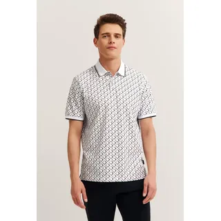 Poloshirt BUGATTI "Modern Fit", Herren, Gr. 3XL, 10, weiß, 52% Baumwolle, 44% Polyester, 4% Elasthan, Rautenmuster, normal, ohne Ausschnitt, Rippbündchen, Shirts Poloshirt, mit Rauten-Muster