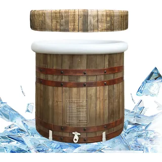 B&Y Faltbare Erwachsene Badewanne mit Abdeckung, 80cm Ø Large Eisbaden Tonne Aufblasbare Eisbad für Athleten und Sportler, 377L Freistehende Ice Tub Eisfass für Kaltwassertherapie