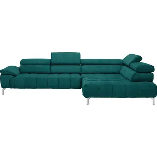 Beldomo Style Ecksofa , Petrol , Textil , Uni , Ottomane rechts, L-Form , 323x222 cm , Goldenes M , erweiterbar, Typenauswahl, Stoffauswahl, planbar, seitenverkehrt erhältlich, Hocker erhältlich, Rücken echt , Wohnzimmer, Sofas & Couches, Wohnlandschaften, Ecksofas