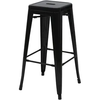 Mendler Barhocker HWC-A73, Barstuhl Tresenhocker, Metall Industriedesign stapelbar schwarz - Schwarz