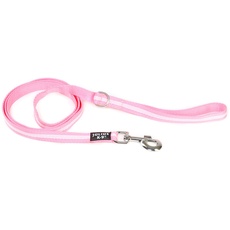 Julius-K9, 216-NL-1,8-PN, IDC-Schlauchgurtleine, 19 mm x 1,8 m, mit nachleuchtenden Streifen, mit Schlaufe und D-Ring, pink