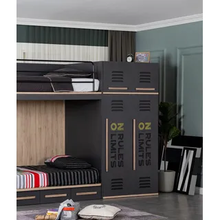 Elegantes Kinderzimmer Bett Etagen Hochbett Luxus Jugendbett Betten - Schwarz