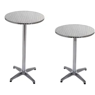 BC-ELEC Bartisch Ø 60 x 70-110 cm Grau/Silber