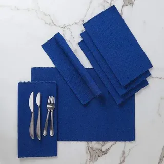 Famanu Platzsets Set von 6 - Blau, rechteckig 48 x 33 cm, für Esstisch, Herbstdekoration, Halloween und Weihnachten, maschinenwaschbar - Blau