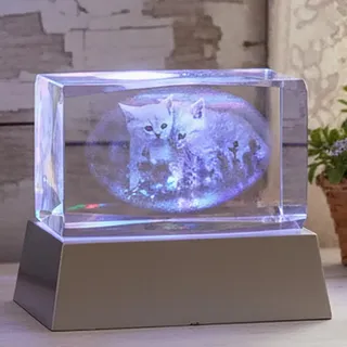 Kaltner Präsente Stimmungslicht - Das perfekte Katzen Geschenk: LED Kerze/Kristall Glasblock / 3D-Laser-Gravur Katzen Nachtlicht, Katzenliebhaber