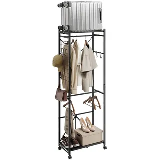 SoBuy Kleiderständer Schmal mit Rollen 60,5x32,5x175 Schwarz