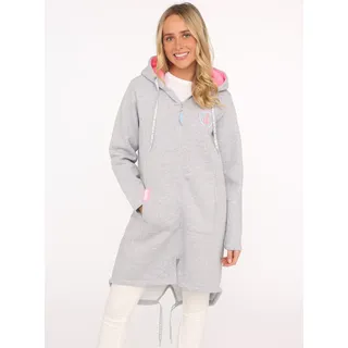 Zwillingsherz Jerseymantel »"Küste Meer Moin"« mit Kapuze, Taschen, Front und Backmotiv Küste Meer Moin, grau