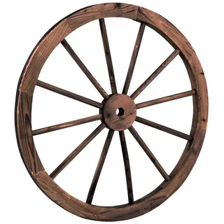 Costway 2er Wagenrad Holz Dekorad, mit Eisenblech, 76x76x3,5cm, Braun